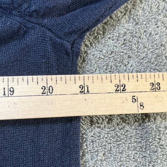 Talbots Top Womens Medium Petite Blue Knit Linen Long Sleeve Pullover Casual - Picture 8 of 8